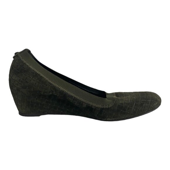 Stuart Weitzman Womens Shoe Size 8.5N Suede Green Textured Wedges Pumps Normcore - Picture 7 of 12